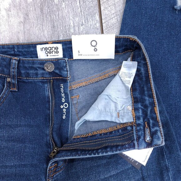 Insane Gene Jeans Womens 5 26 Boyfriend High Waisted Distressed Denim Biker - Picture 10 of 12